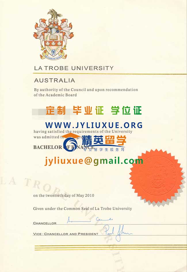 澳大利亚拉筹伯大学学位证书范本