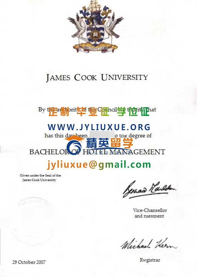 詹姆斯库克大学学位证书范本